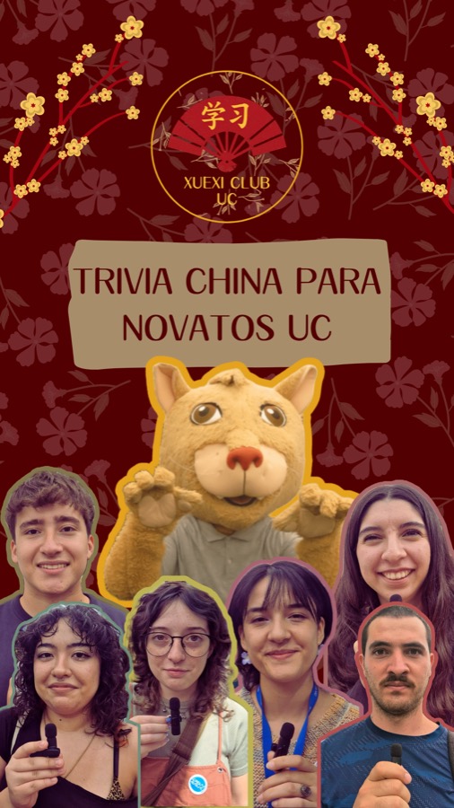 La mascota del club junto a estudiantes en una trivia en el campus